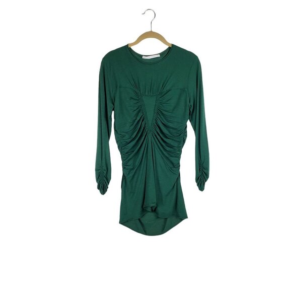Susana Monaco Top Ruched Long Sleeve Green Wool Blend Size Medium - Picture 1 of 11